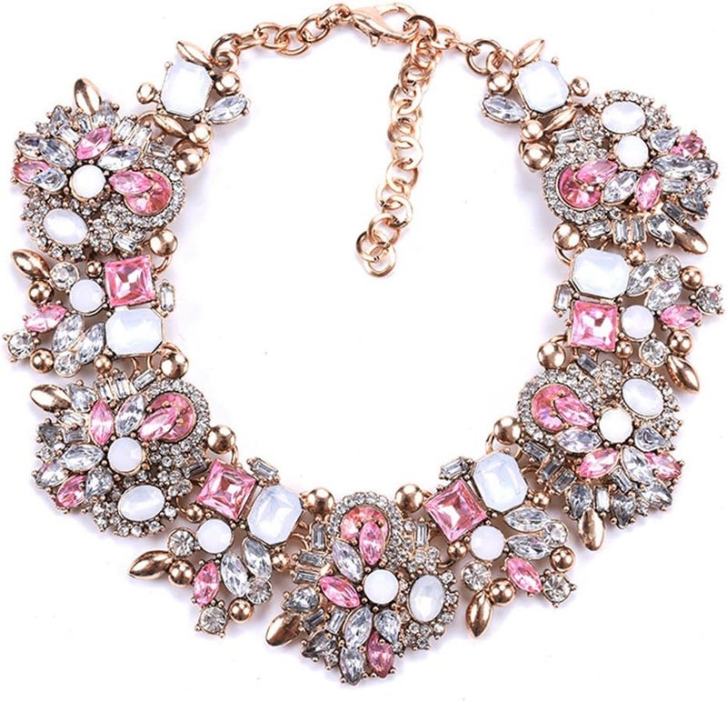 Zthread Bib Statement Necklace Colorful Glass Crystal Collar Choker Necklace for Women Fashion Accessories - Image 1